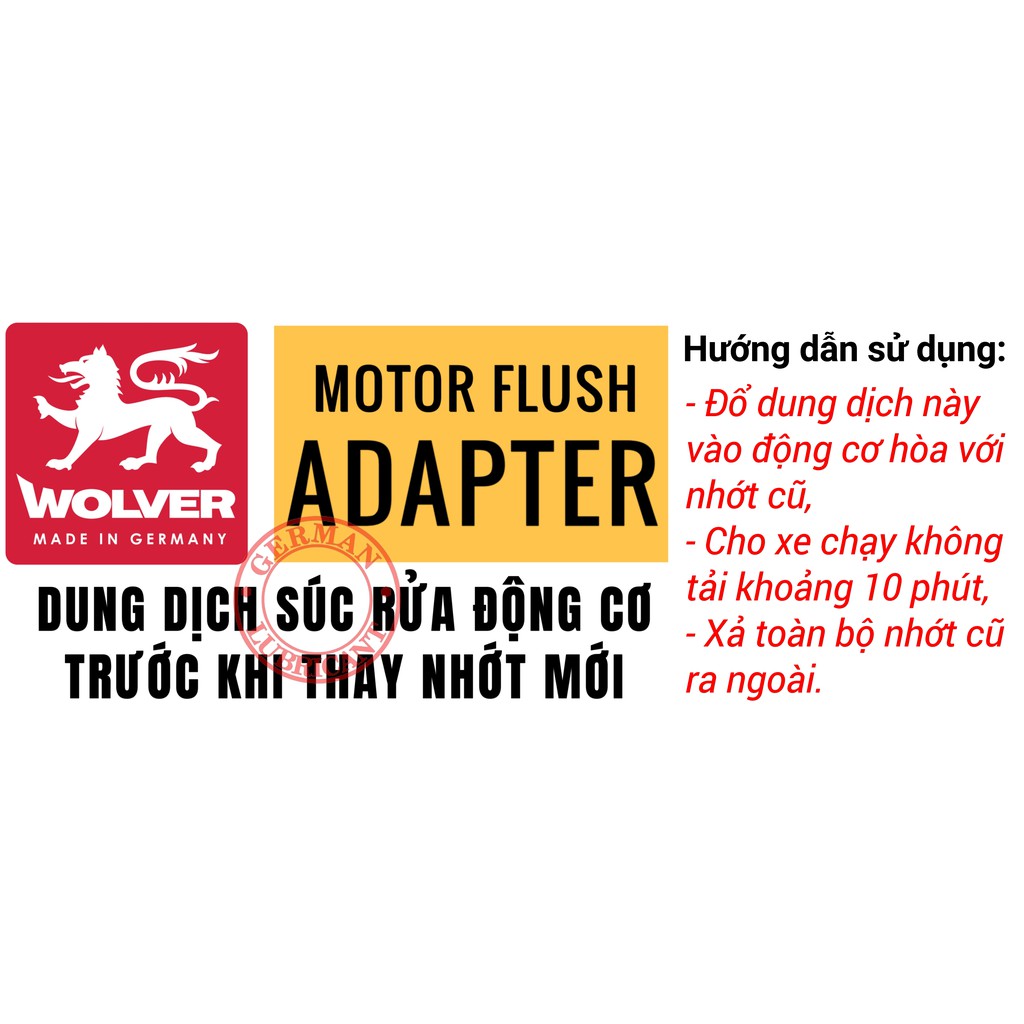 Dung dịch súc rửa động cơ xe máy Wolver Motor Flush Adapter