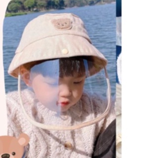 Mũ chống giọt bắn cho bé hình tai gấu dễ thương cho bé 0-24m (tấm kính có thể tháo rời )