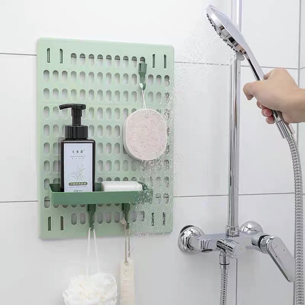 Bảng để đồ đa năng, Kệ để đồ dán tường không khoan lắp, Pegboard đục lỗ trang trí nhà cửa bằng nhựa cao cấp