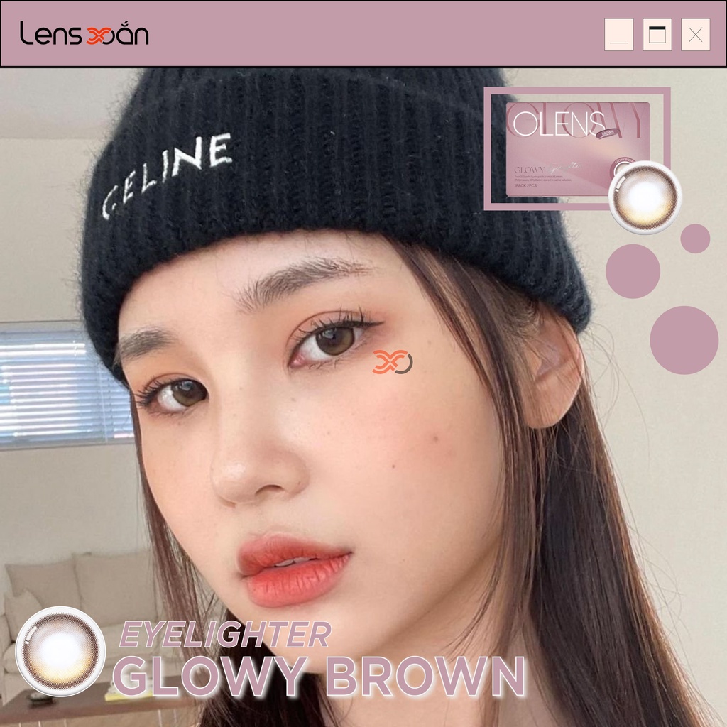 KÍNH ÁP TRÒNG EYELIGHTER GLOWY BROWN của OLENS: LENS NÂU PHỦ BÓNG MIX 3 DẢI MÀU TỰ NHIÊN| LENS XOẮN