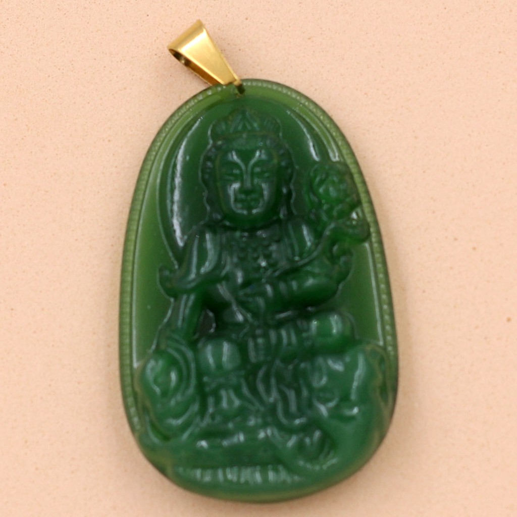 Mặt Phật Bồ tát Phổ hiền đá xanh 4.3 cm - Phổ Hiền Bồ tát bổ trợ cho người tuổi Thìn, Tỵ