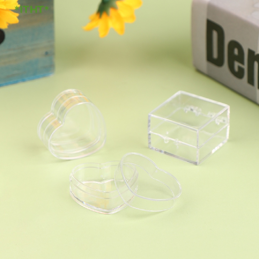 Bộ 2 Hộp Đựng Trang Sức Mini Hình Trái Tim / Vuông Dành Cho Nhà Búp Bê Mới