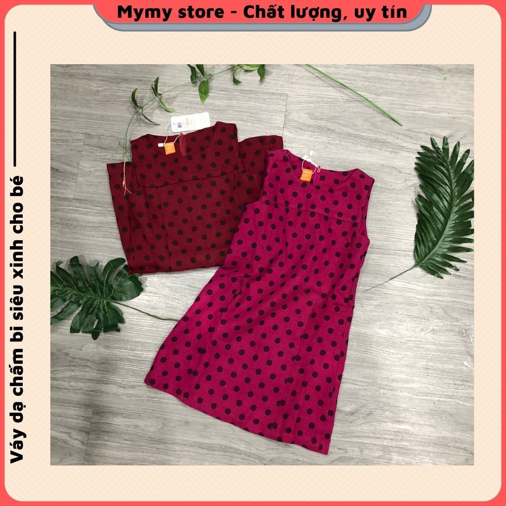 Váy bé gái thu đông, váy dạ chấm bi không tay 2 lớp dày dặn siêu xinh cho cho bé