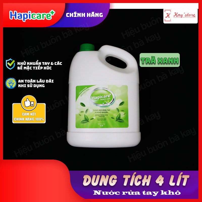 Can nước rửa tay khô kháng khuẩn HapiCare+ (4 Lít) rửa tay sát khuẩn