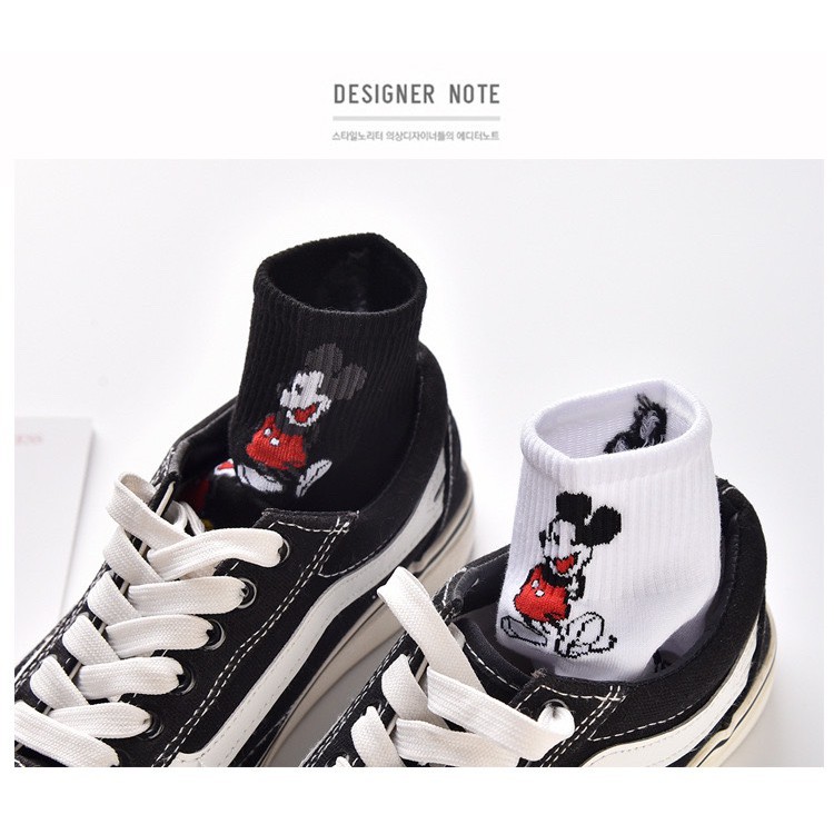 Tất cổ thấp Mivino vớ nam nữ cotton chuột Mickey dễ thương TN89