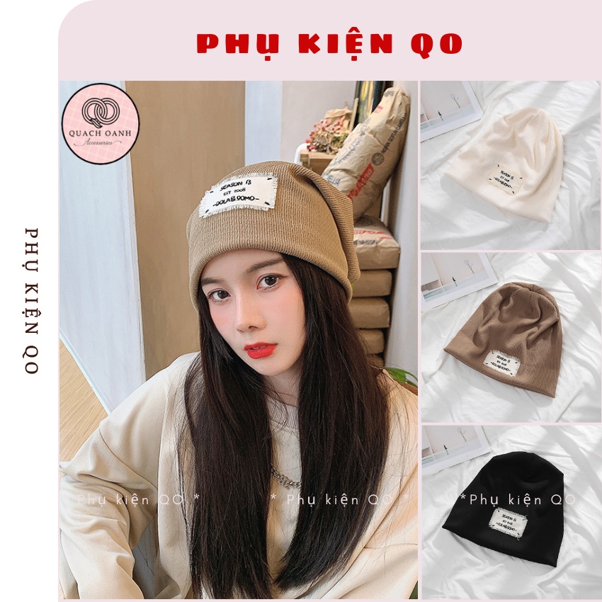 Mũ len dệt kim cao cấp vá lối [ Hàng đẹp lót cotton ] phong cách Hàn Quốc- Phụ kiện QO MLEN01