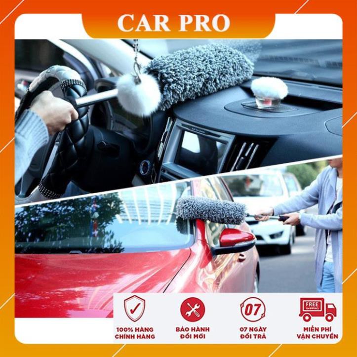 Chổi lau bụi nội thất xe hơi sợi dầu, cán co rút tiện lợi điều chỉnh độ dài - CAR PRO