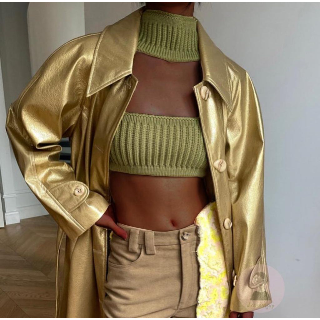 Áo Dệt Kim Không Tay Cổ Yếm Màu Sắc Trơn Thời Trang Mùa Hè Dành Cho Nữ