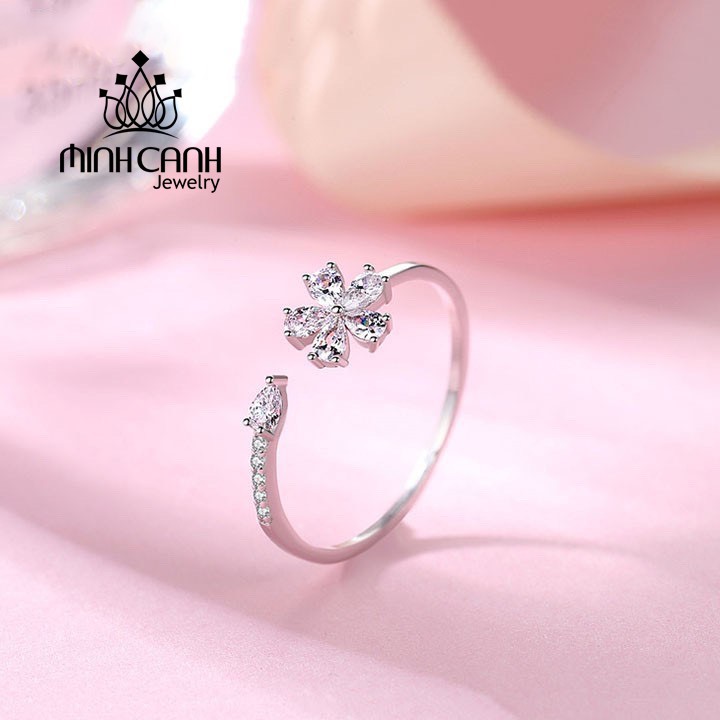 Nhẫn Bạc Mini Hoa 5 Cánh Dáng Hở Freesize - Minh Canh Jewelry