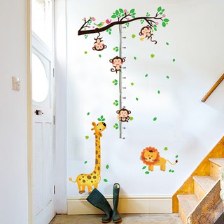 Decal dán tường Đo chiều cao khỉ đu dây