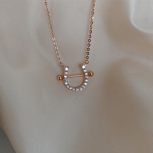 Vòng cổ Mạ Bạc 925 Hình Móng Ngựa Đính Đá Zircon