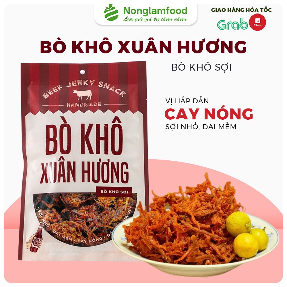 Bò khô xé sợi vị cay truyền thống Xuân Hương nguyên chất thịt bò đậm đà thơm ngon đồ ăn vặt Nonglamfood