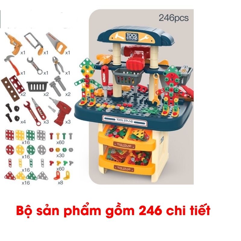 Bộ đồ chơi kỹ sư lắp ráp cỡ lớn cho bé 246 chi tiết có khoan sử dụng pin (BBTOYS: 83)