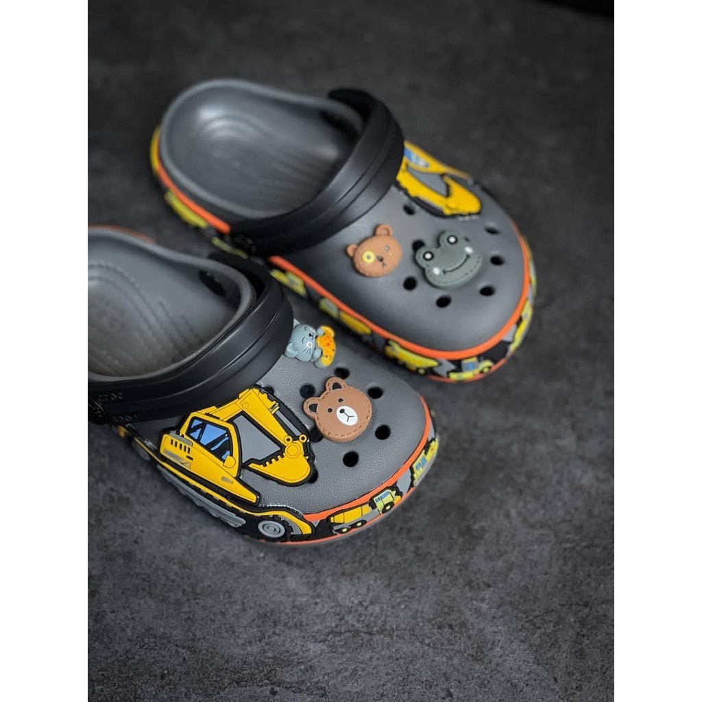 Dép cross cho bé trai MAy XUC và bé gái  quai ngang hàng  xuất đi full box  tặng 6 stiker dep crocs cho bé