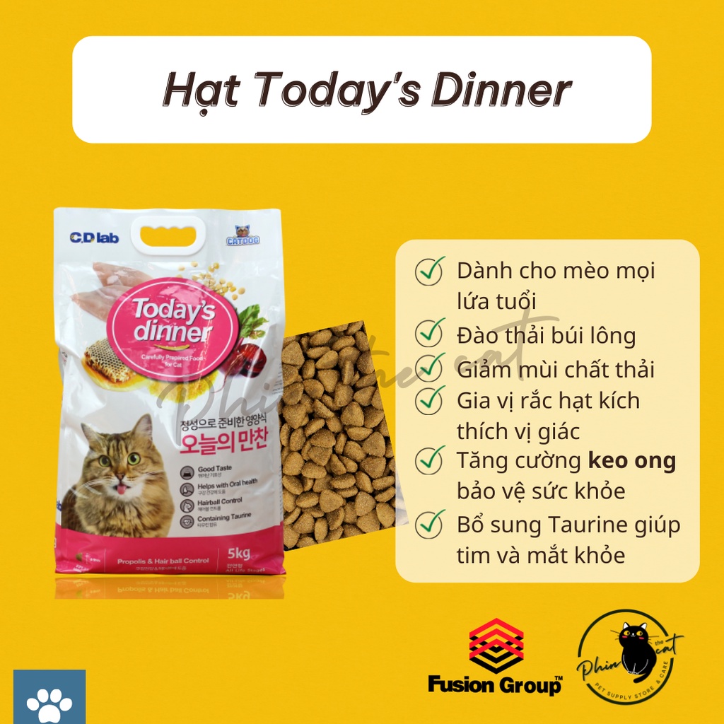 Hạt TODAY'S DINNER cho mèo - Nhập khẩu Hàn Quốc (1kg, 5kg) | phinthecat