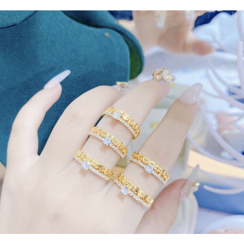 Nhẫn BẠC TA CAO CẤP kim tiên đính đá, đá nhô cao xinh xắn
