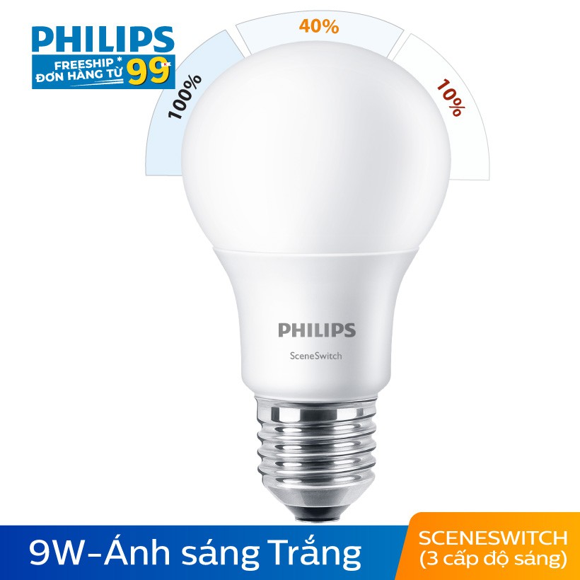 Bóng Đèn Philips LED Scene Switch 3 Cấp Độ Chiếu Sáng 9W 6500K E27 - Ánh Sáng Trắng