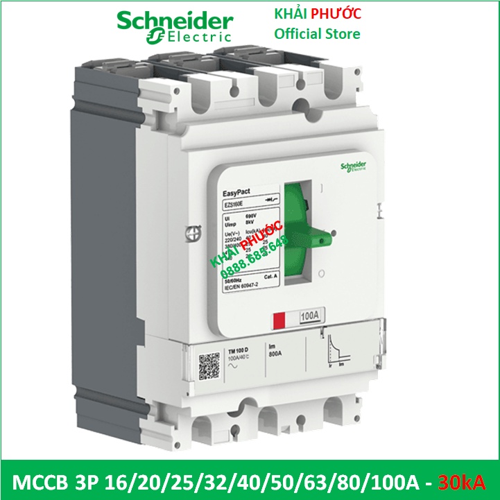 CẦU DAO TỰ ĐỘNG APTOMAT ÁT TÔ MÁT CB KHỐI MCCB 3P 16A 20A 25A 32A 40A 50A 63A 80A 100A 30KA EZS100 S