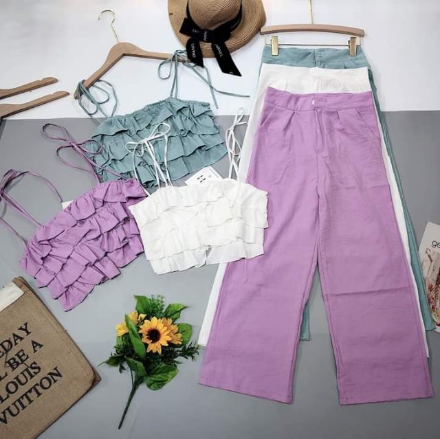 Bộ đũi 2 dây bèo quần ống suông