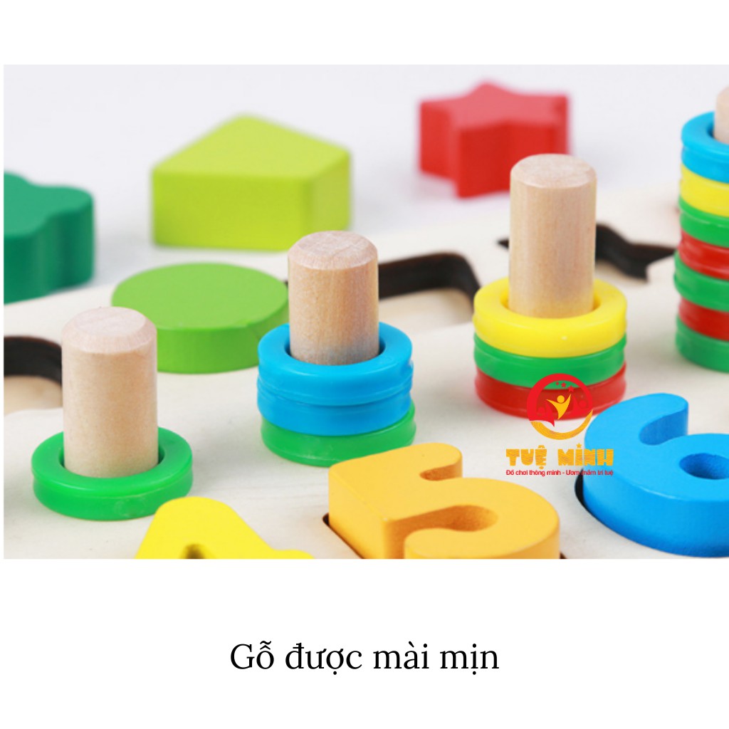 [Mã LIFETOYS1 giảm 30K đơn 99K] Đồ Chơi Gỗ Bảng Số Và Hình Khối 2 Trong 1 Giúp Bé Học Số Đếm và Màu Sắc