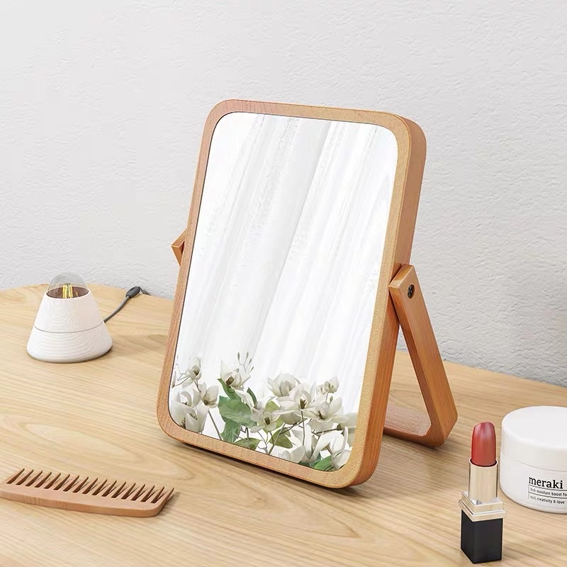 Gương trang điểm để bàn khung gỗ sồi hàng nhập khẩu loại 1