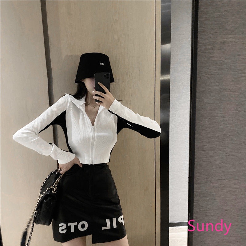 Áo Cardigan Dệt Kim Tay Dài Cổ Cao Có Khoá Kéo Nhiều Màu Sắc Thời Trang Mùa Thu Cho Nữ