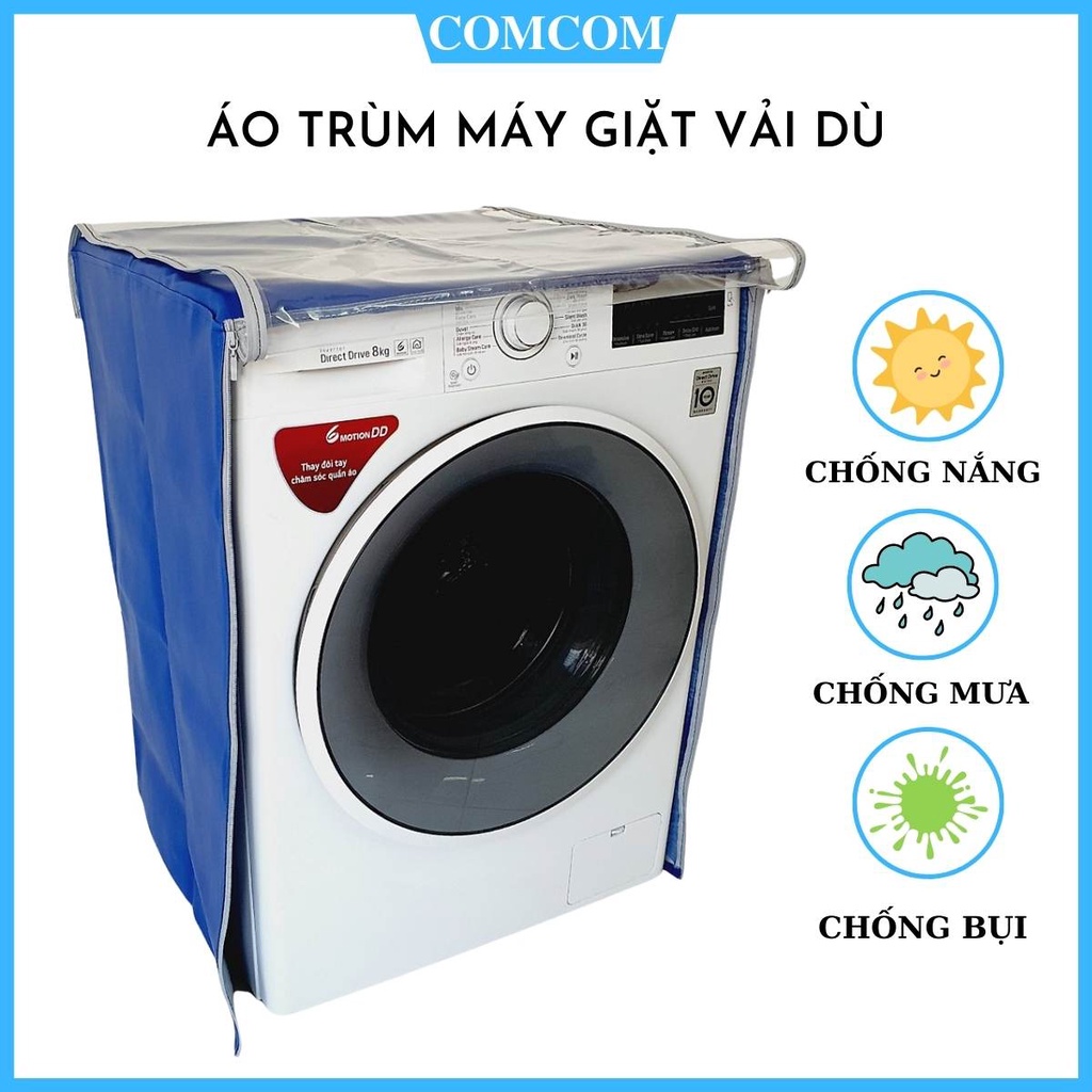 Áo máy giặt cửa ngang (cửa trước) vải dù cao cấp chống nắng- nước cực tốt, vỏ bọc máy giặt đủ kích thước từ  đến 12kg