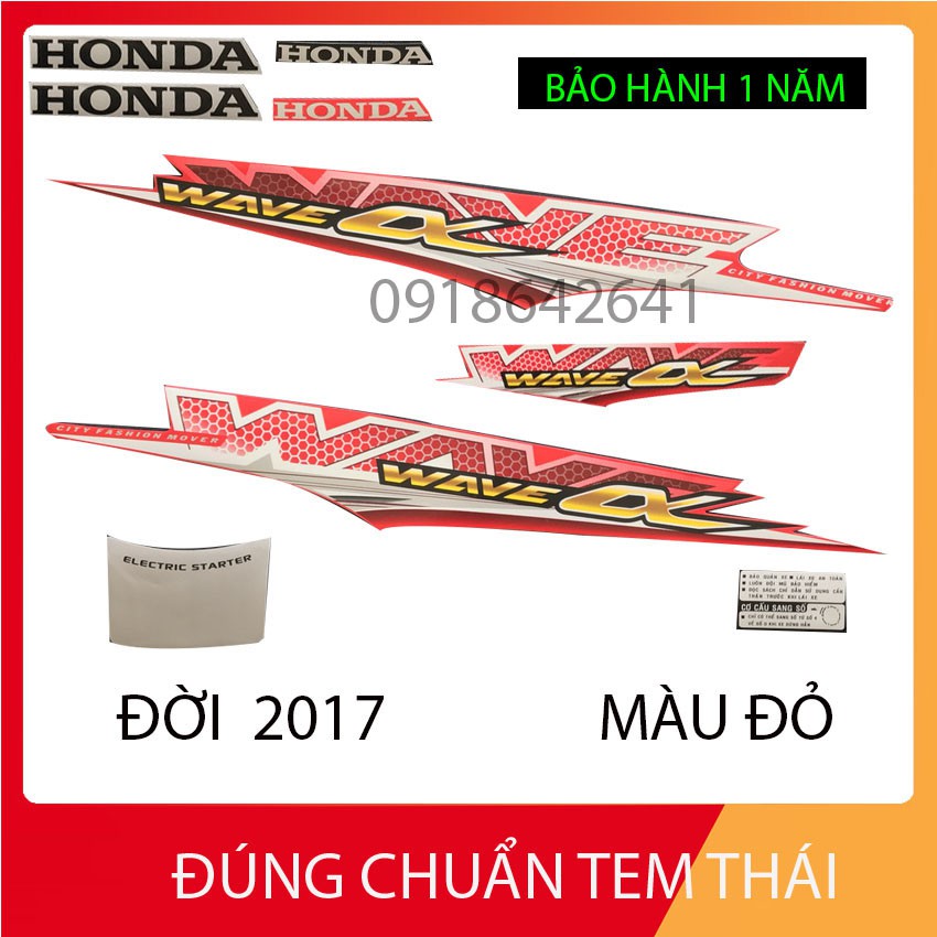[CHUẨN TEM THÁI] BỘ TEM 3 LỚP HÀNG XỊN CHO WAVE ANPHA ĐỜI 2017 - MÀU ĐEN