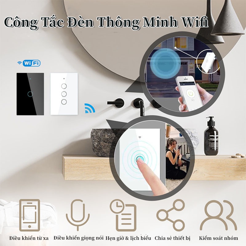Công Tắc WIFI Chuyển Đổi Thông Minh Đặt Dóng Mở Cônc WiFi Thông Minh Tuya chuyển đổi giọng nói 1.2.3 Nút Ấng