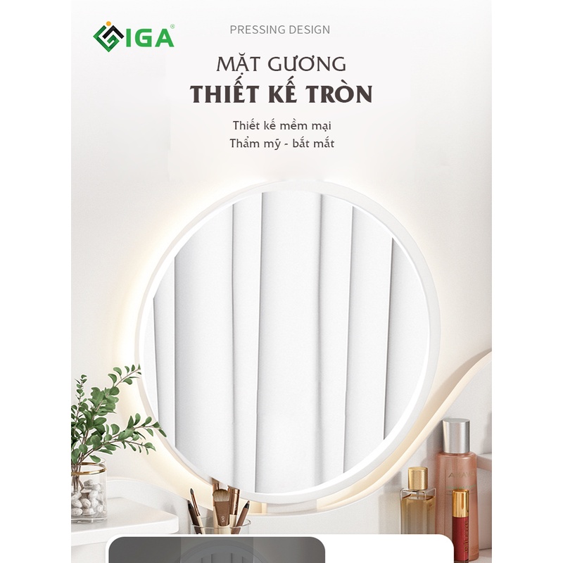 Bàn trang điểm Bắc Âu kèm gương tròn điệu đà - GP196