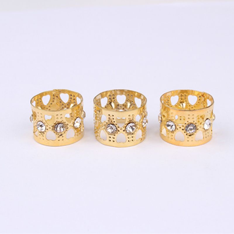 [Hàng mới về] Set 5 ống kẹp bện tóc điều chỉnh được bằng kim loại đính đá nhân tạo màu vàng/ màu bạc thời trang làm đẹp