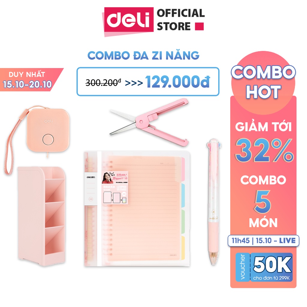 [Mã LIFE1404ALL giảm 20K đơn 50K] Combo từng bước tới trường Deli - bộ 5 sản phẩm