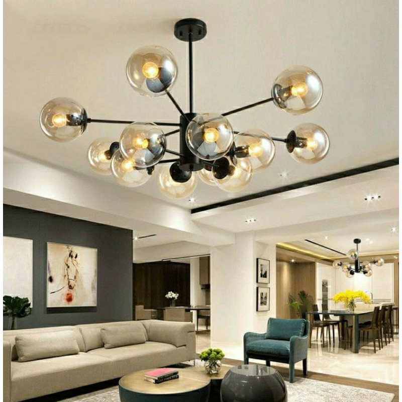 Đèn chùm Ý kèm bóng- thiết kế cho phòng khách hiện đại