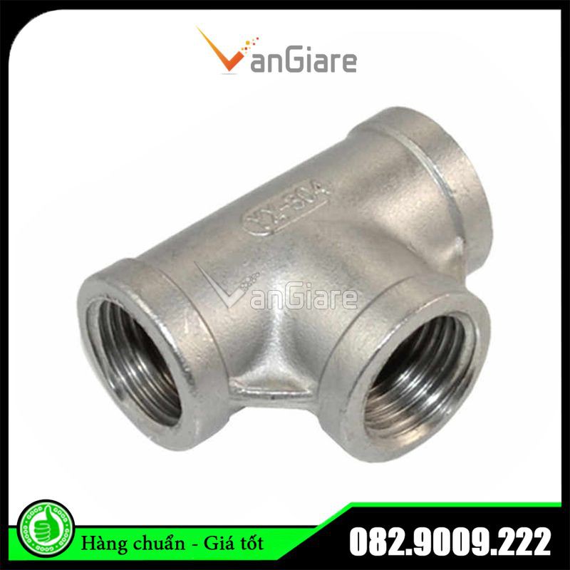 Tê nối ren trong - nối 3 ngã răng trong inox 21 27 34 42 49 60 inox100%