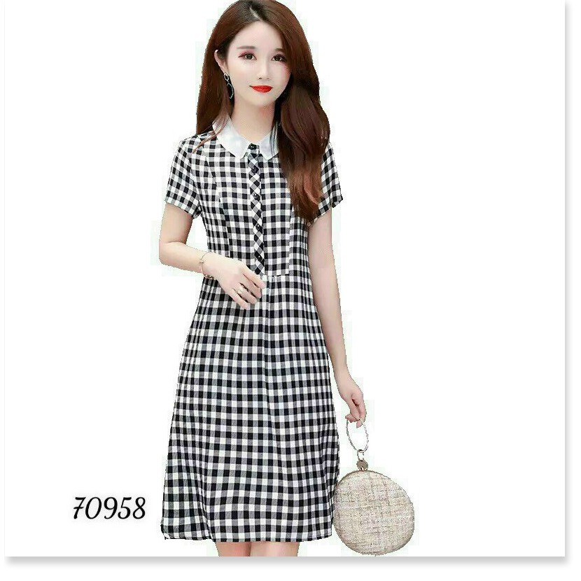 ĐẦM LỤA CARO DÁM SUÔNG THÍCH HỢP CHO CÁC BAN NỮ ĐI DỰ TIỆC,ĐI CHƠI.... THỜI TRANG KOKO MI