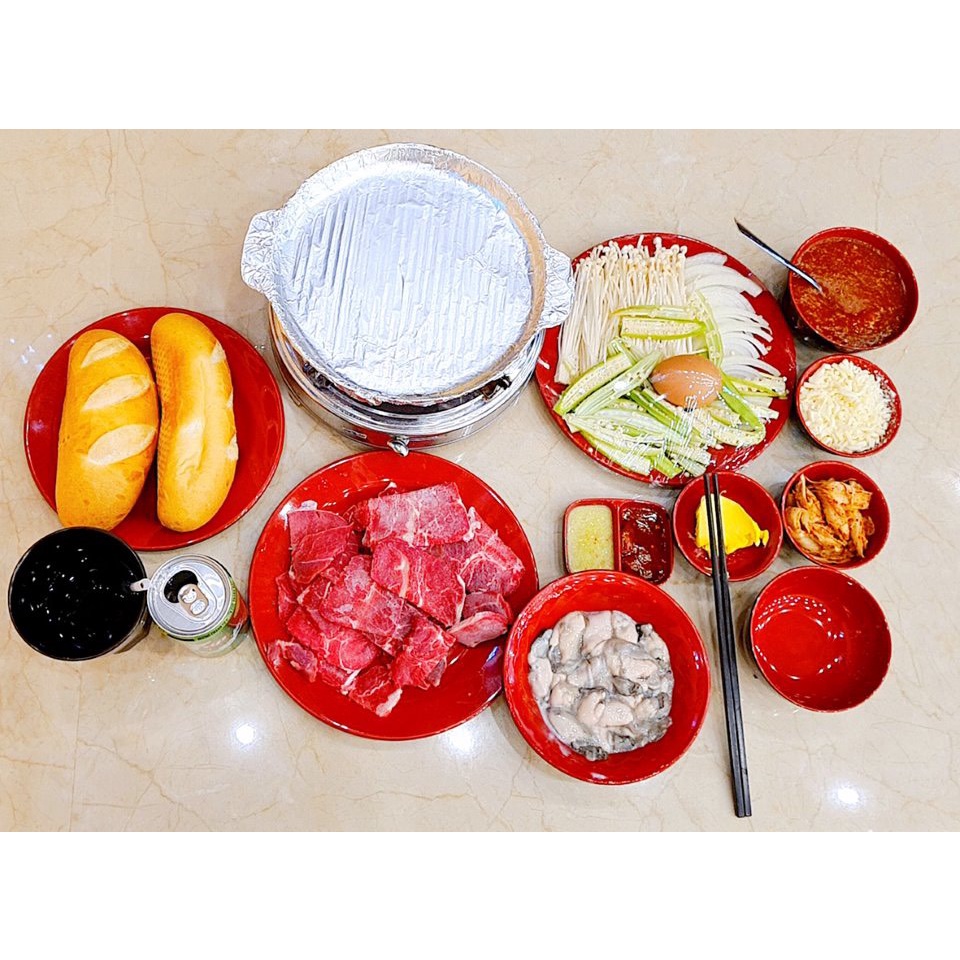 Chảo nhôm nướng thịt - chảo gang làm bò sốt hàu HUỲNH ANH tiện dụng