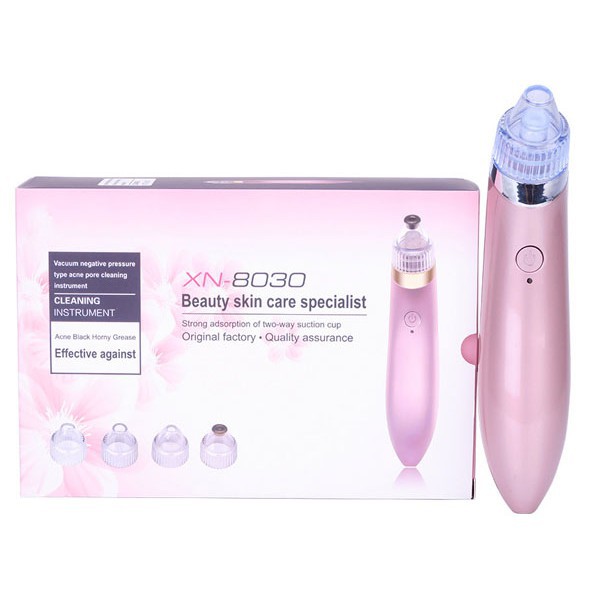 [SIÊU RẺ] MÁY HÚT MỤN DERMASUCTION 4 IN 1 cám, mụn đầu đen Chạy Pin AAA, 4 đầu hút thay thế