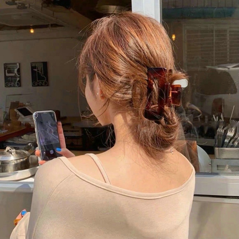 Kẹp Tóc Càng Cua Hình Vuông Cỡ Lớn Màu Sắc Đơn Giản Kiểu Hàn Quốc