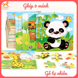 Đồ chơi Ghép hình puzzle tranh ghép 9 mảnh xếp hình con vật, phương tiện[Mẫu mới]
