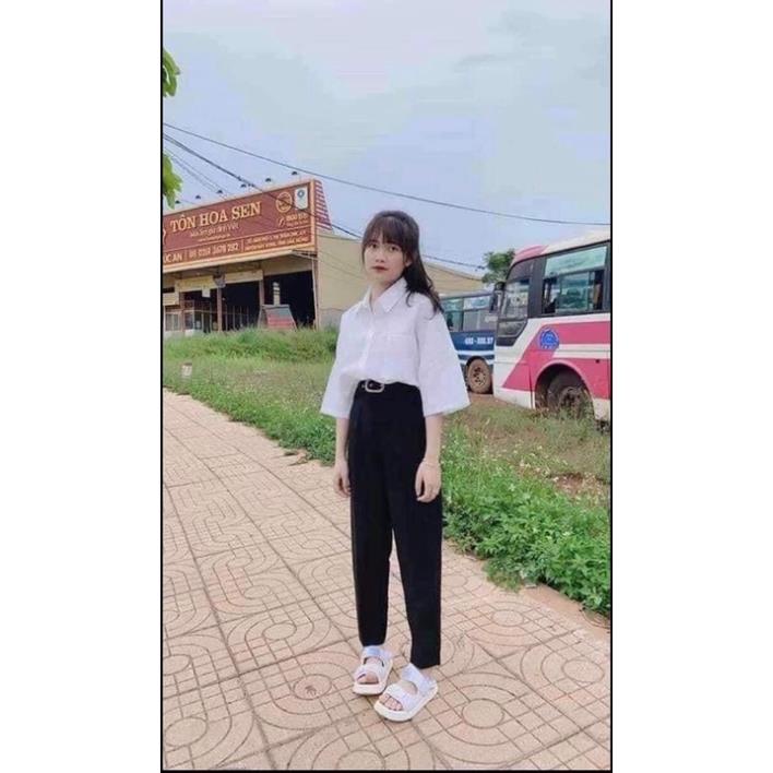 Áo Sơ Mi  Nữ Form Rộng Hàn Quốc Tay Lỡ Ngắn Tay Dày Mịn Thoáng Mát Thiết Kế Thời Trang Kiểu Dáng Năng Động Trẻ Trung