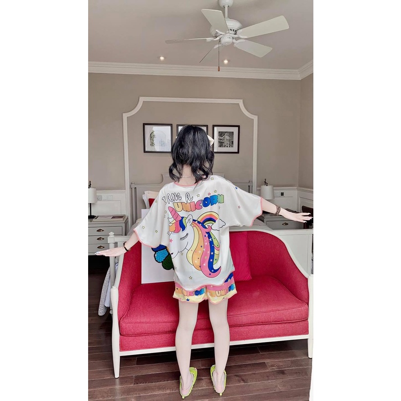 ĐỒ BỘ NGỦ GẤU NỮ NGẮN VẢI LỤA NGẮN TAY THỜI TRANG NỮ (HÀNG CHẤT LƯỢNG)