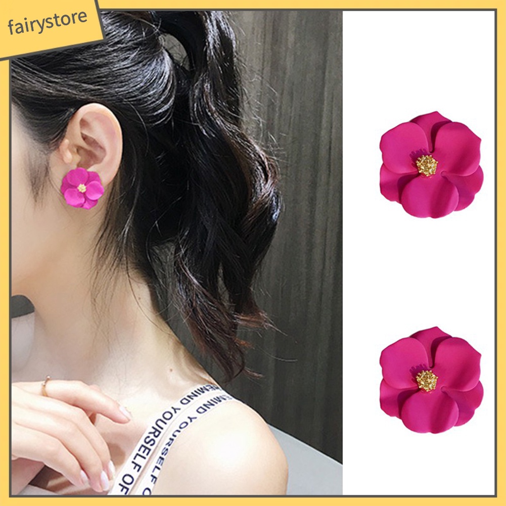 Bông tai hình hoa nhiều màu sắc thời trang cho nữ
