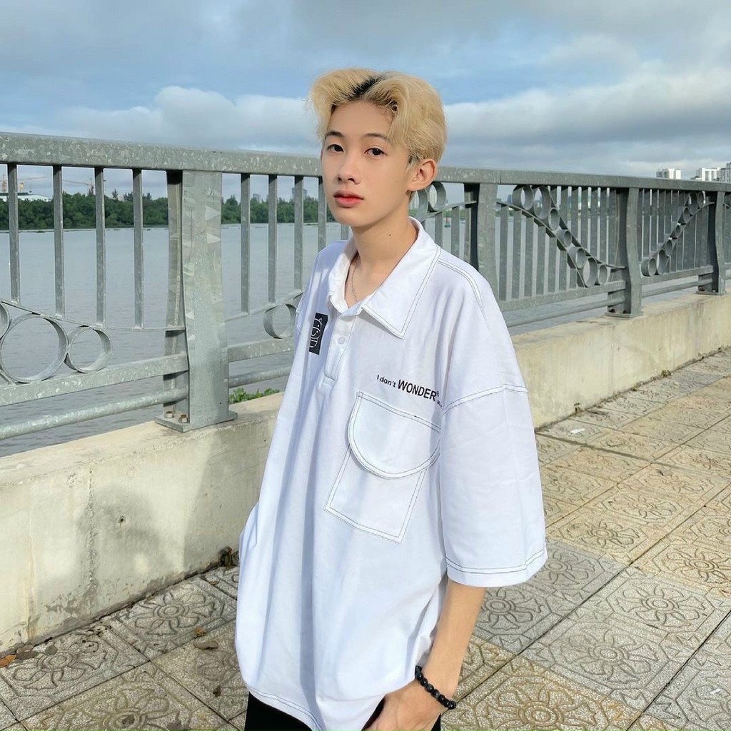 Áo polo nam nữ form rộng chỉ nổi ulzzang Hàn Quốc 🌸 Áo thun cổ bẻ logo bò sữa unisex🌸 freeship🌸 sale | BigBuy360 - bigbuy360.vn