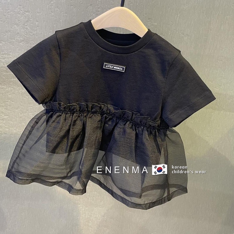 Áo Thun Tay Ngắn Dáng Rộng Phối Lưới Thời Trang Mùa Hè Phong Cách Hàn Quốc Mới 2023