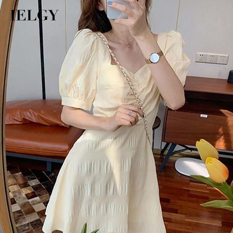 Đầm IELGY tay phồng hở lưng phong cách Pháp thời trang hè cho nữ