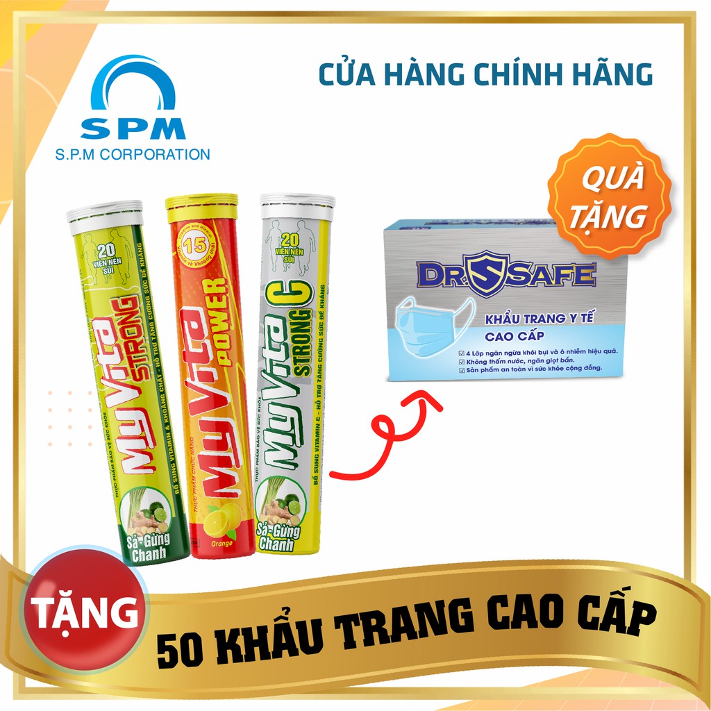 Combo TĂNG ĐỀ KHÁNG 3 tuýp viên sủi Vitamin MyVita Power (Hương Cam) & MyVita Strong/ Strong C (Sả - Gừng - Chanh tươi)