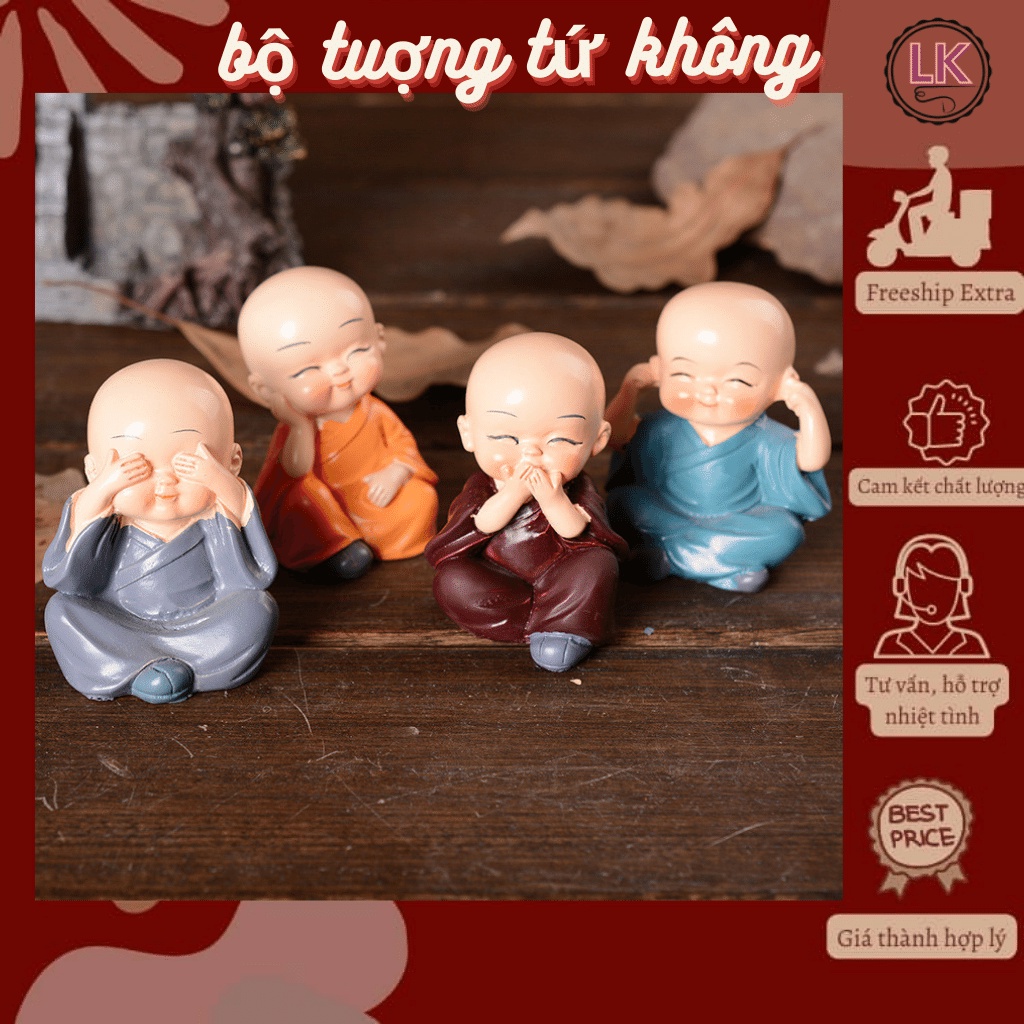 bộ tượng tứ không, tượng phong thuỷ 4 tư thế, để tâm thanh tịnh bình an