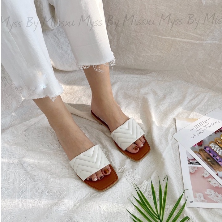 Dép bệt nữ quai ngang chần chỉ V 1cm thời trang MYSS - DE101