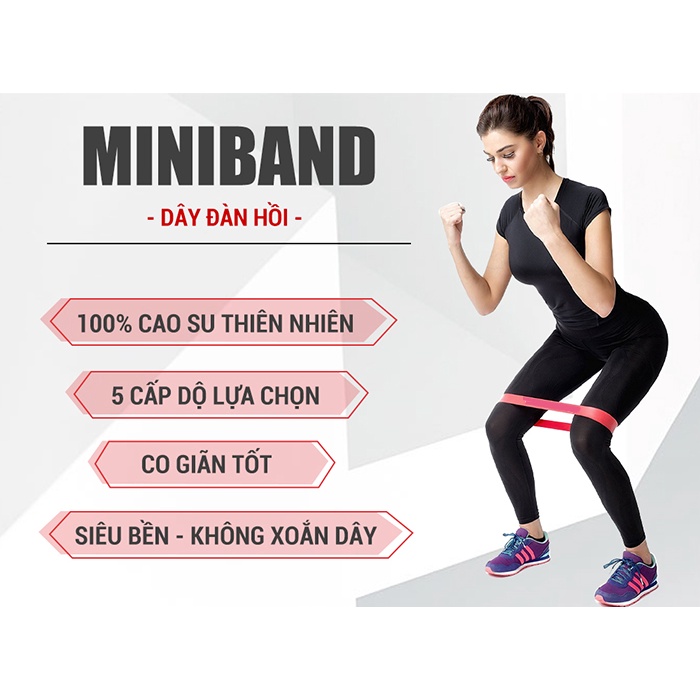 Dây miniband cao su tập gym, yoga - Dây kéo đàn hồi kháng lực tập chân, mông, đùi