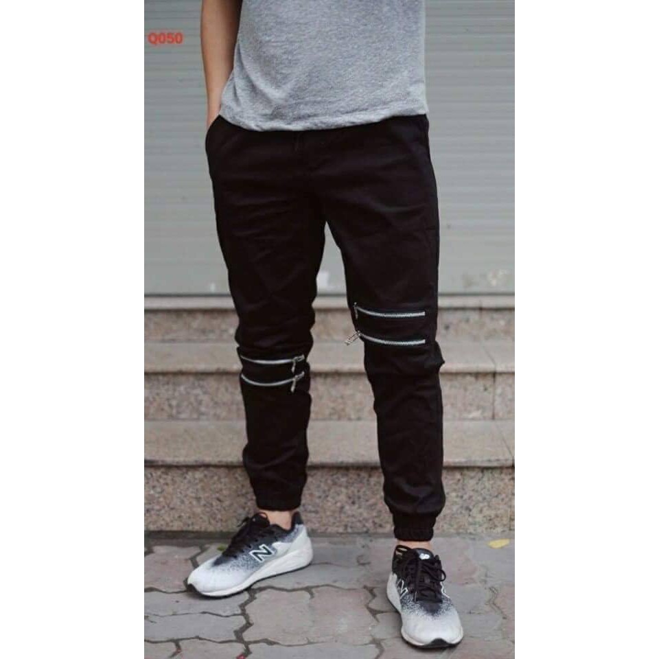 Quần Jogger Kaki Thể Thao Khóa Gối Nam Nữ